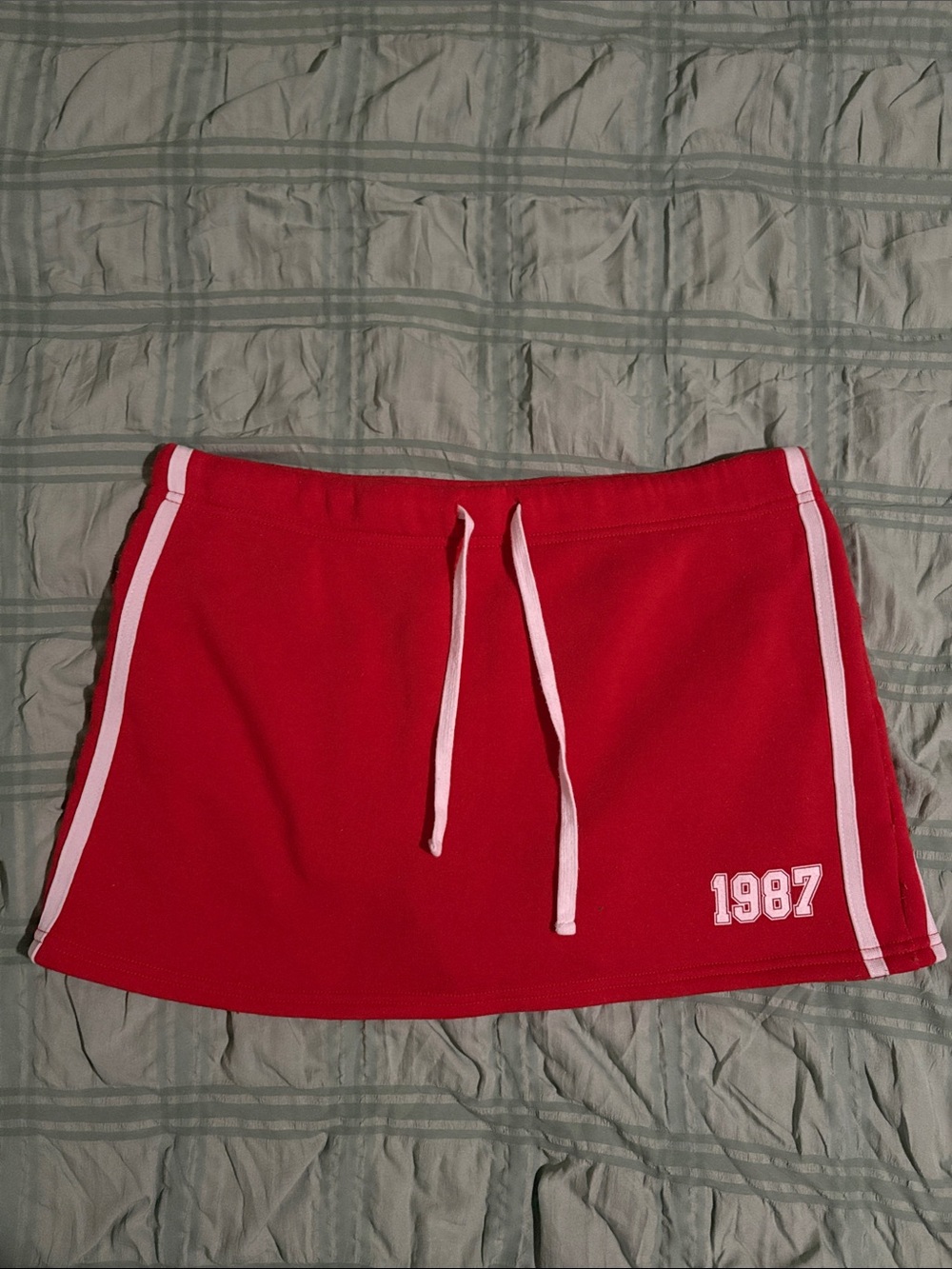 Skort Red Athletic Drawstring Mini Skort with White Trim